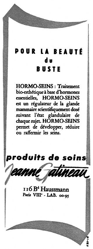 Publicité Jeanne Gatineau 1953